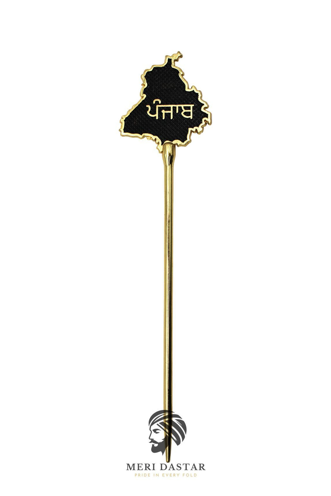 Golden Metallic map of Punjab with text on a white background