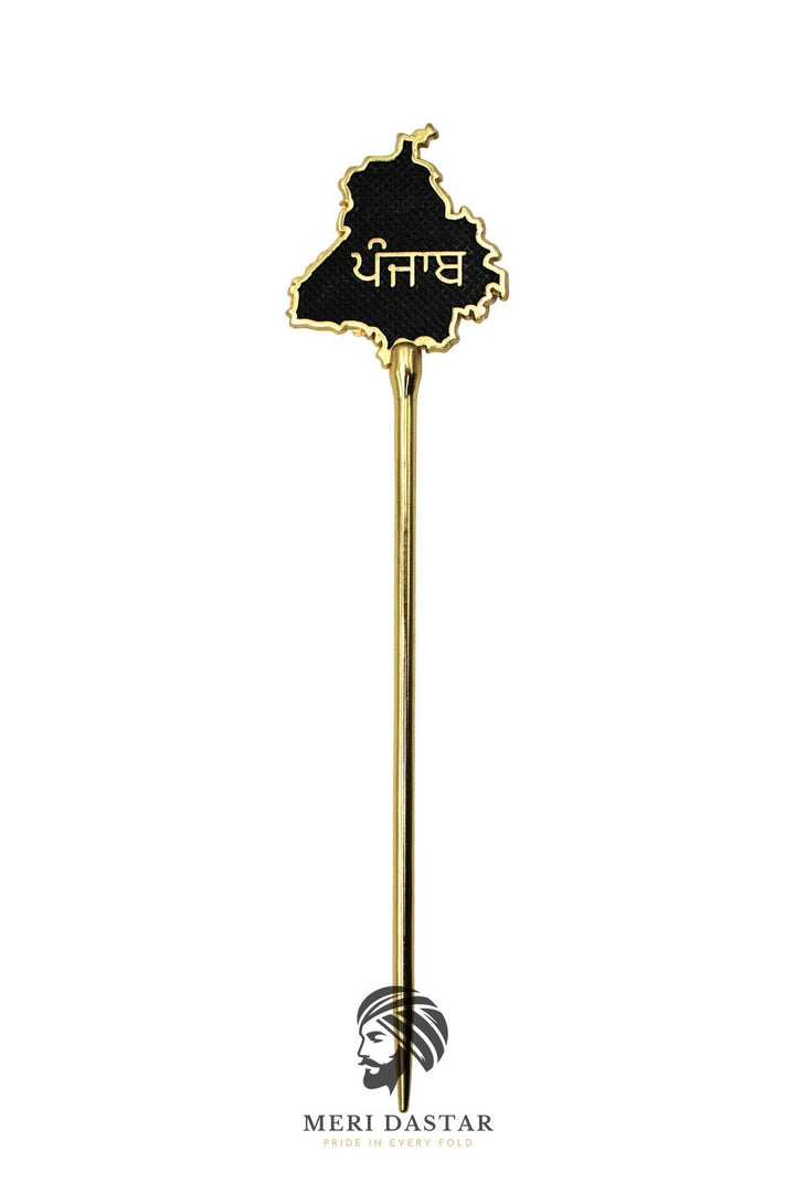 Golden Metallic map of Punjab with text on a white background
