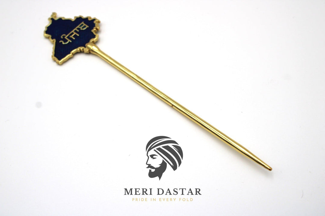 Golden Metallic map of Punjab with text on a white background